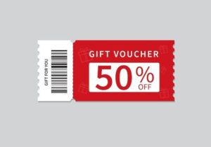 Premium Vector _ Gift Voucher Template isolated on gray background Discount coupon 50 OFF Promotion Sale